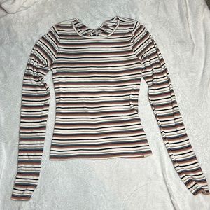 Long sleeve striped almost crop top